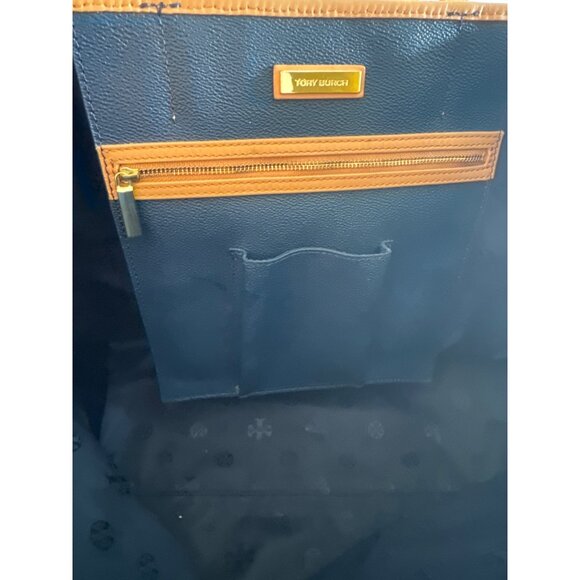 Tory Burch Blue and Tan Tote Bag - Picture 10 of 12